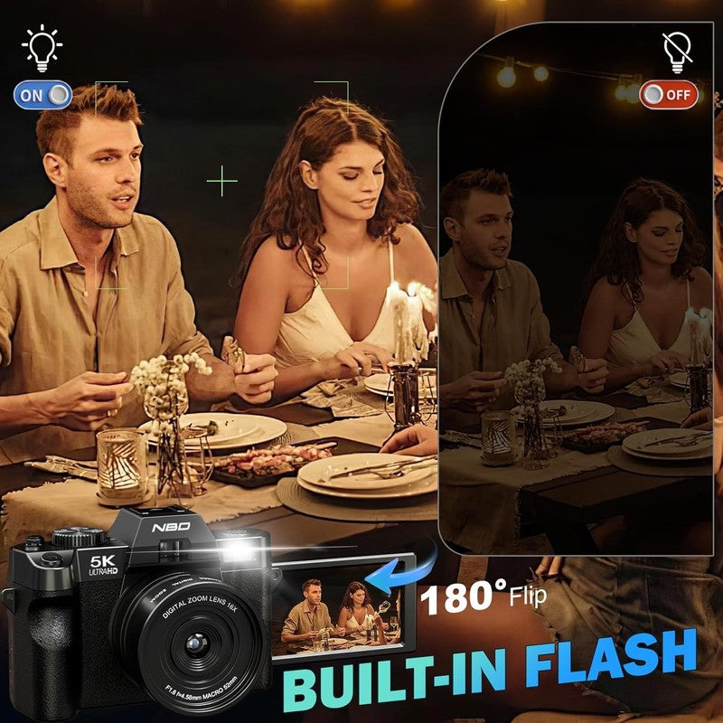 5K Digital Camera 64MP Vlogging 16X Zoom WiFi Wide & Macro Lens Anti-Shake Black7