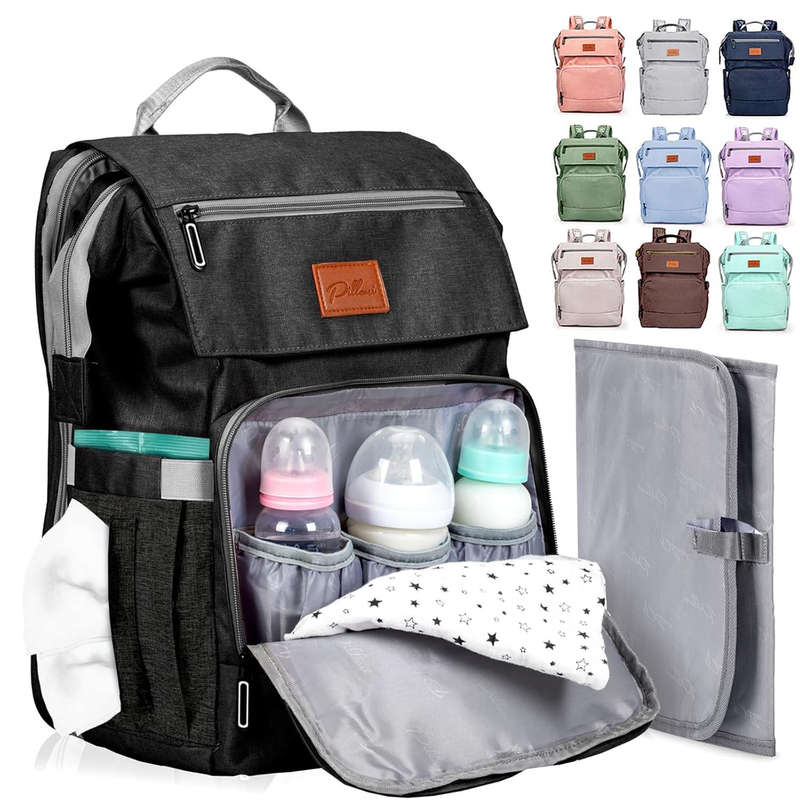 Baby Diaper Bag Backpack Large Waterproof Travel Bag w/ Changing Pad Unisex (77)8