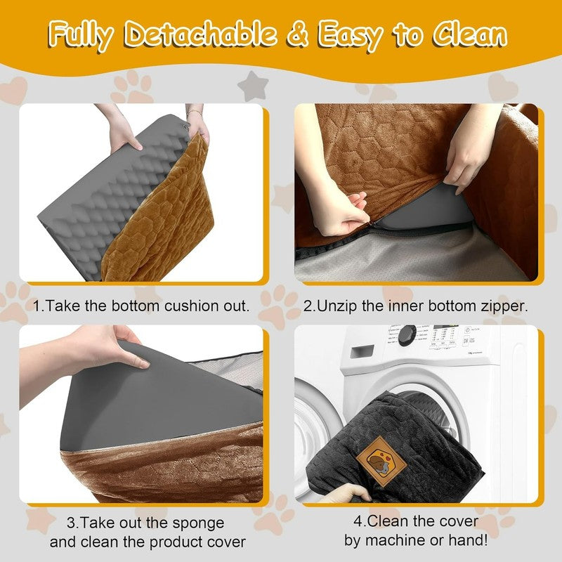 Dog Car Seat for Small/Medium Dogs up to 35lbs Foam Washable Cover Blackbrown6