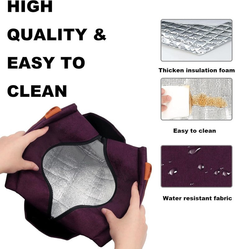Insulated Lunch Bag Women Men Leakproof Large Cooler Tote w Bottle Holder Purple3