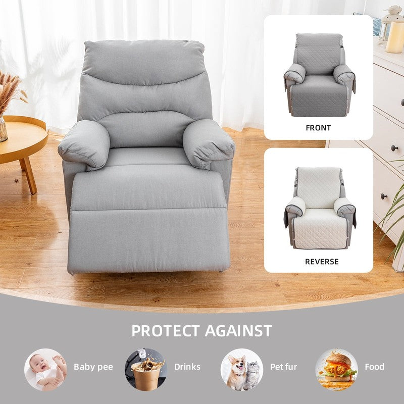 Non-Slip Recliner Chair Cover 25" Light Gray with Pocket for Dogs & Pets4