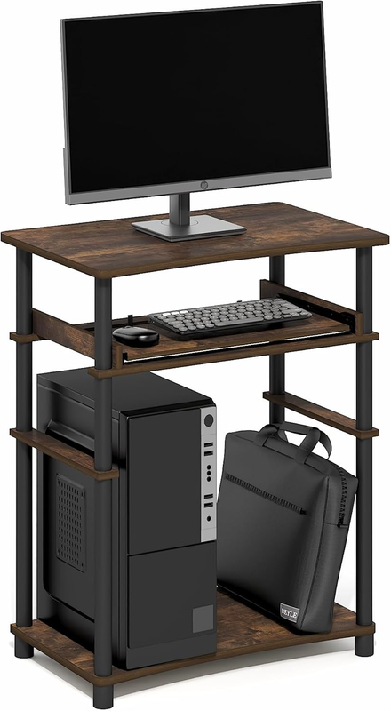 23.6in Gaming Desk Keyboard Tray Computer Desk Amber Pine Home Office2