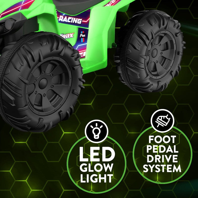 Kid Trax 12V Glow ATV Ride On Toy, Green, with LED Lights, Rechargeable Battery,5