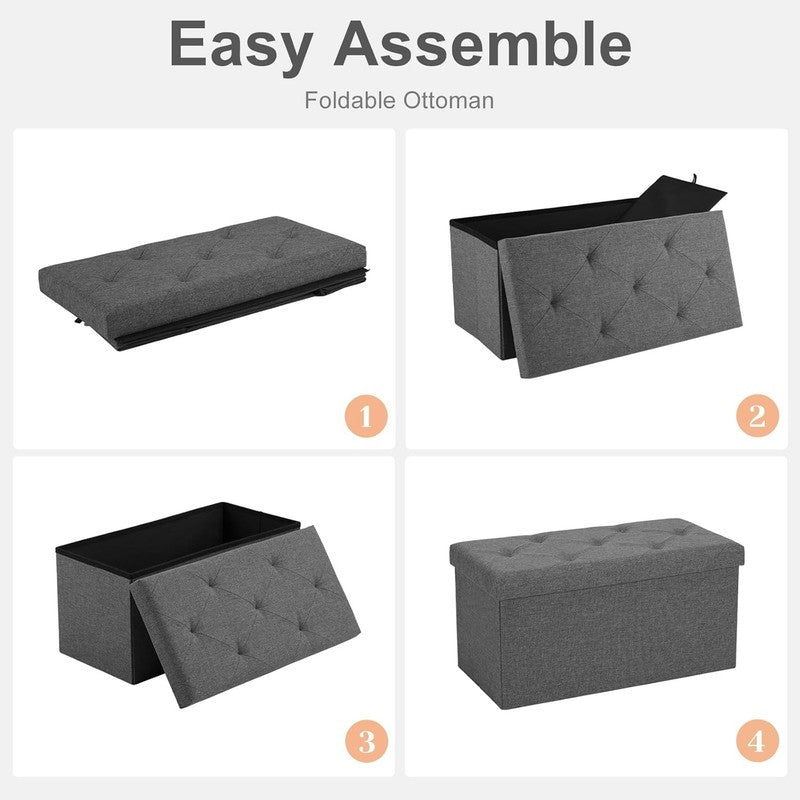 30In Folding Storage Ottoman Bench, Footrest Chest Seat 660Lbs, Deep Grey6
