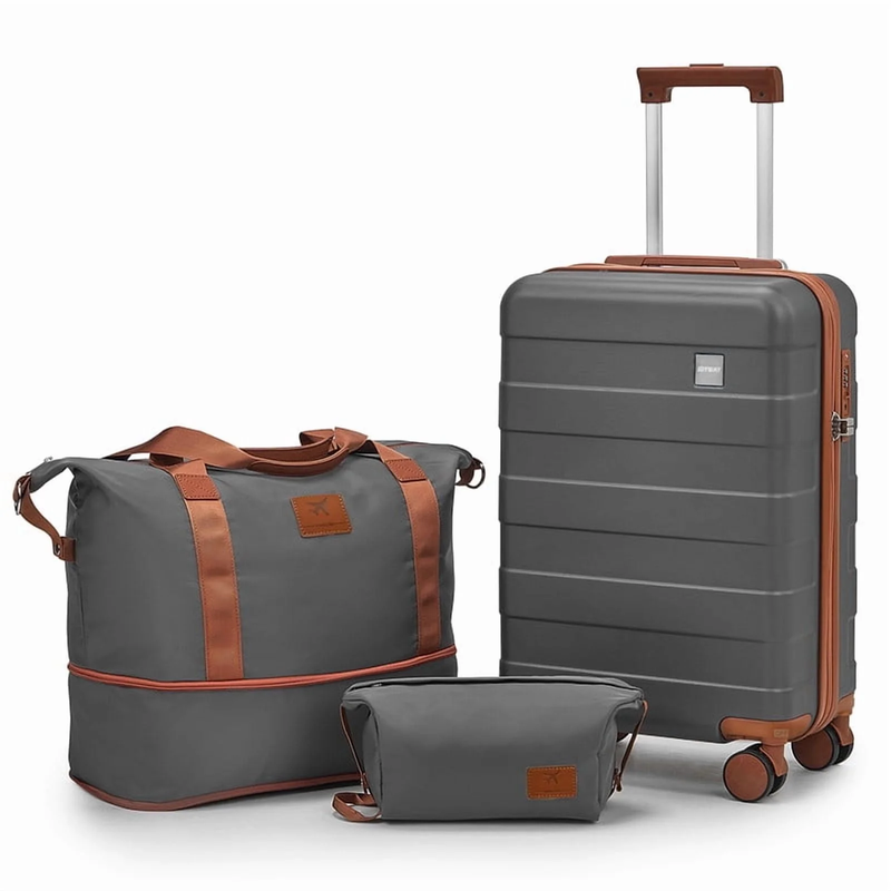 3Pc Hardside Luggage Set TSA Lock Spinner Wheels Gray0