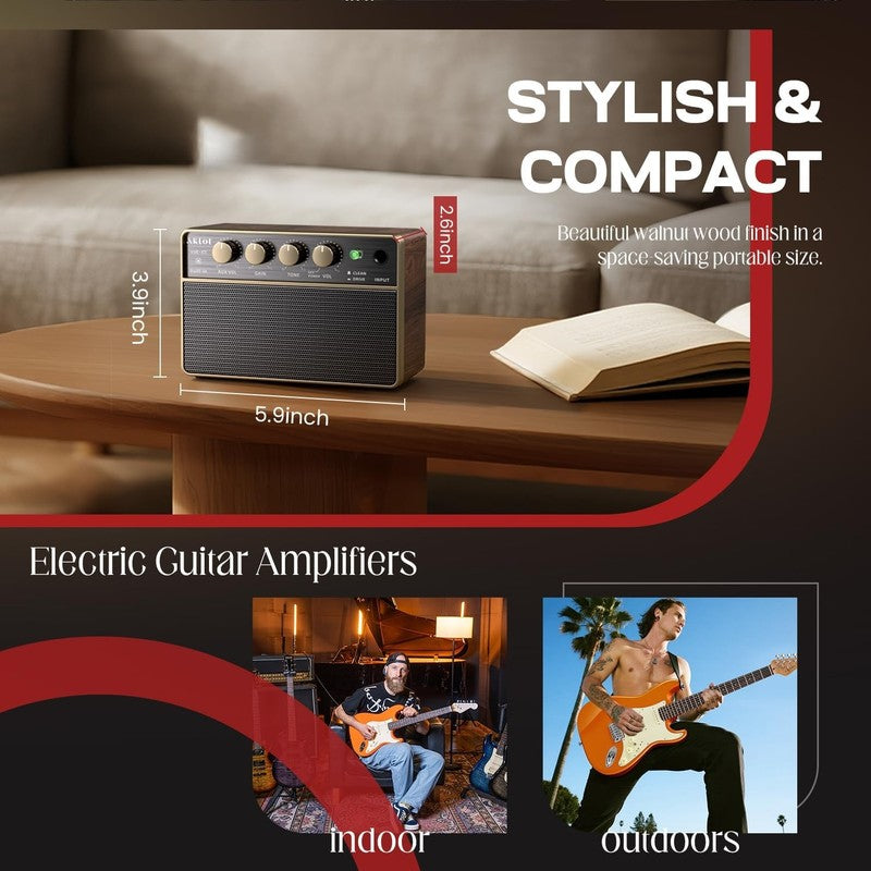 10W Portable Rechargeable Mini Guitar Amp Wireless Audio USB C Black5