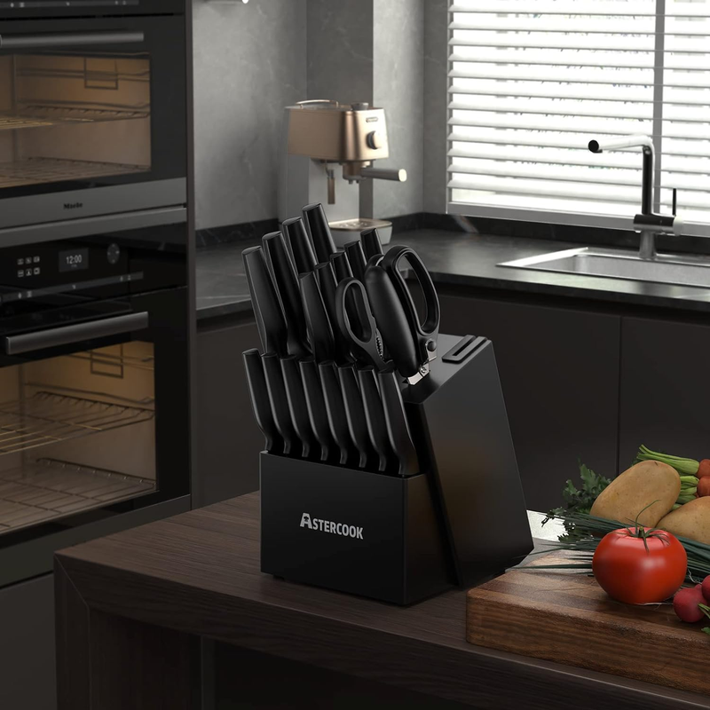 21 Piece Kitchen Knife Set with Block German Stainless Steel Sharpener4