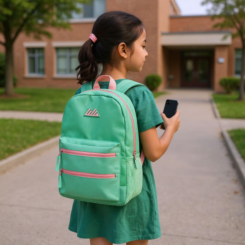 Aquamarine Mint Multipocket Backpack 17" Travel School Bag5