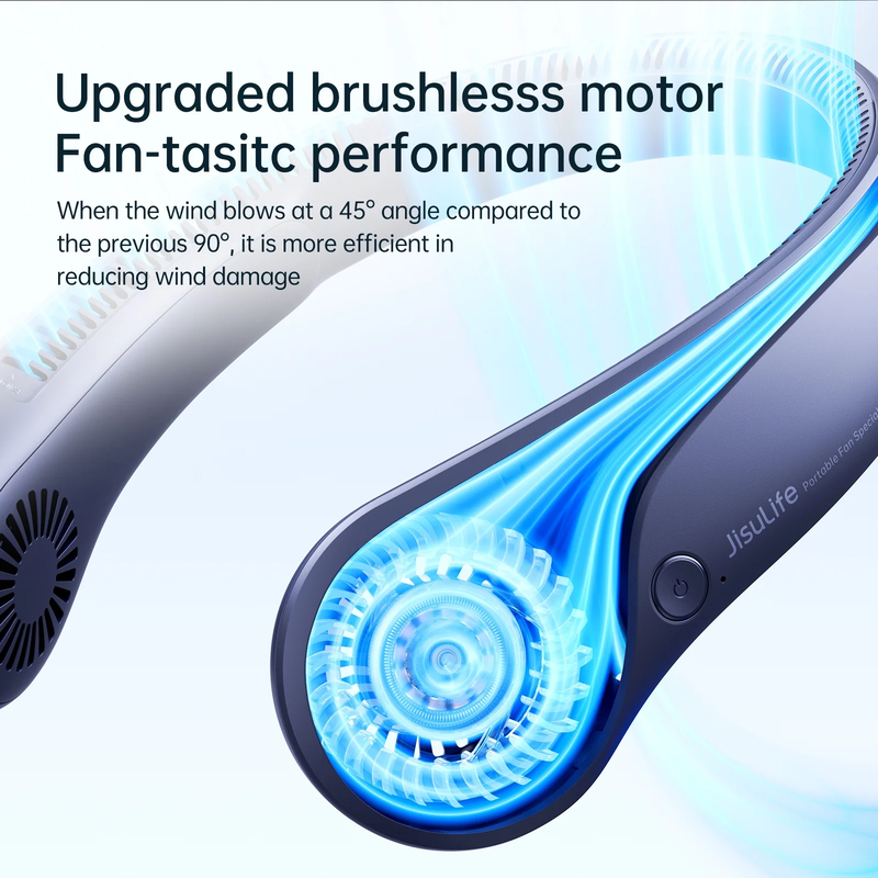 Portable Neck Fan Bladeless Rechargeable Wearable 5 Speed 16H Blue3