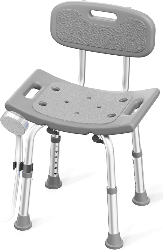 Heavy Duty Shower Chair 400lb Bath Seat w/ Back for Seniors – Gray7