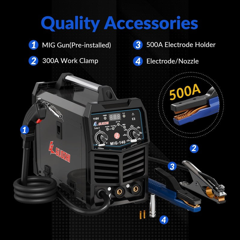 140A MIG Welder 3-in-1 Gasless Flux Core MMA TIG Welding Machine7