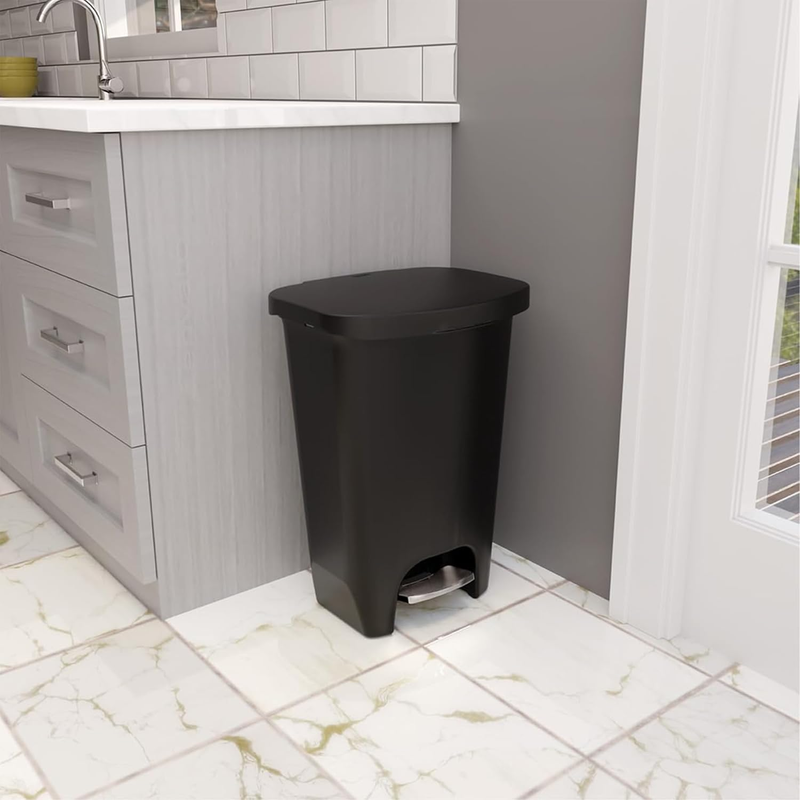 13 Gallon Trash Can Clorox Odor Protection Step Pedal Kitchen Bin Black2