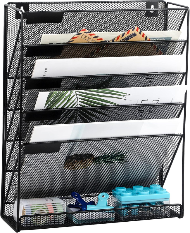 Desk File Organizer Mesh 6-Tier, Hanging Wall Mount Document Organization Stand,8