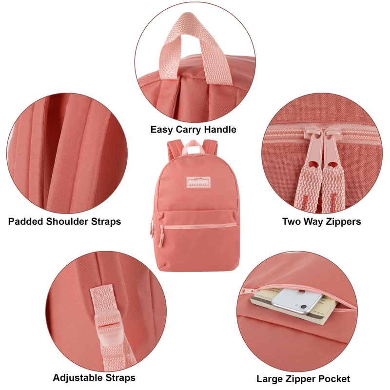 Coral Classic Backpack 17" Dual Zipper School Travel Bag3