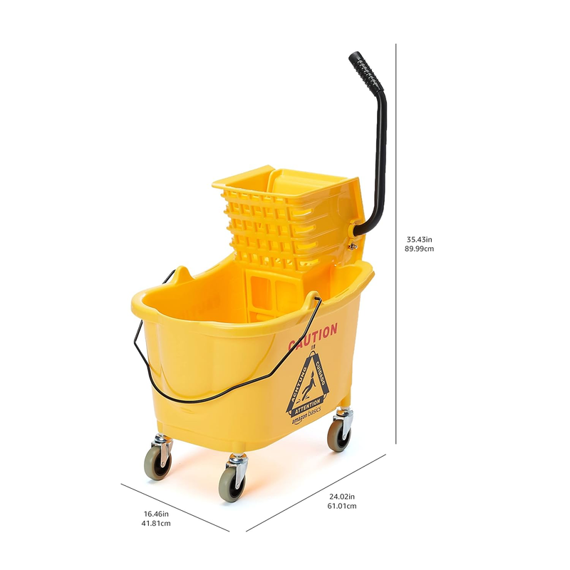Side Press Wringer Combo Commercial Floor Cleaning Rectangular Mop Bucket on Whe5