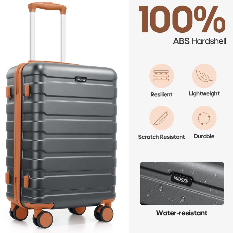 Carry on Luggage Set 3 Piece Hard Shell Luggage Sets with YKK Zipper Spinner Whe1