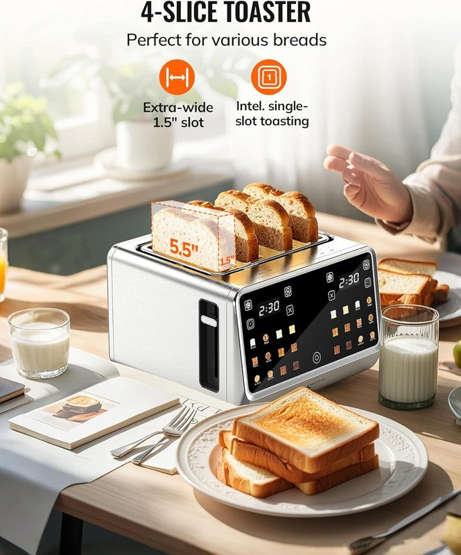 4-Slice Smart Toaster Touchscreen Memory Function Wide Slot Reheat Defrost4