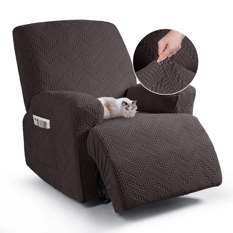 3-Piece Recliner Chair Slipcover Chocolate Anti-Slip Furniture Protector10