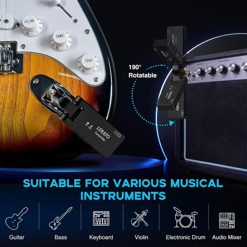 2.4GHz Wireless Guitar System WS 100 4 Ch Rechargeable w/ Dual 3.5/6.35mm Plugs5