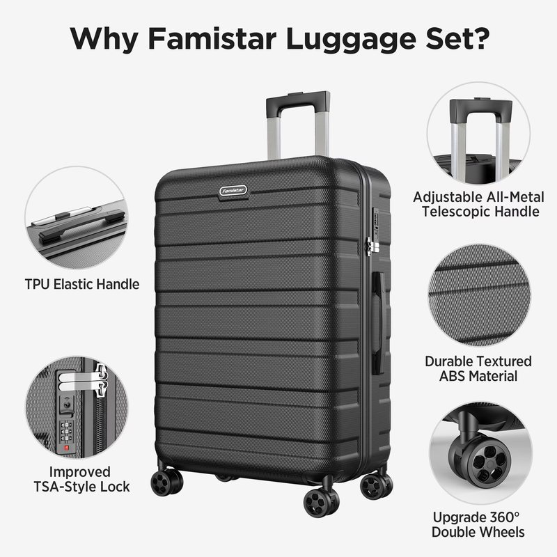 11Pc Hardside Luggage Set TSA Lock Spinner Wheels Carry On Checked Black3