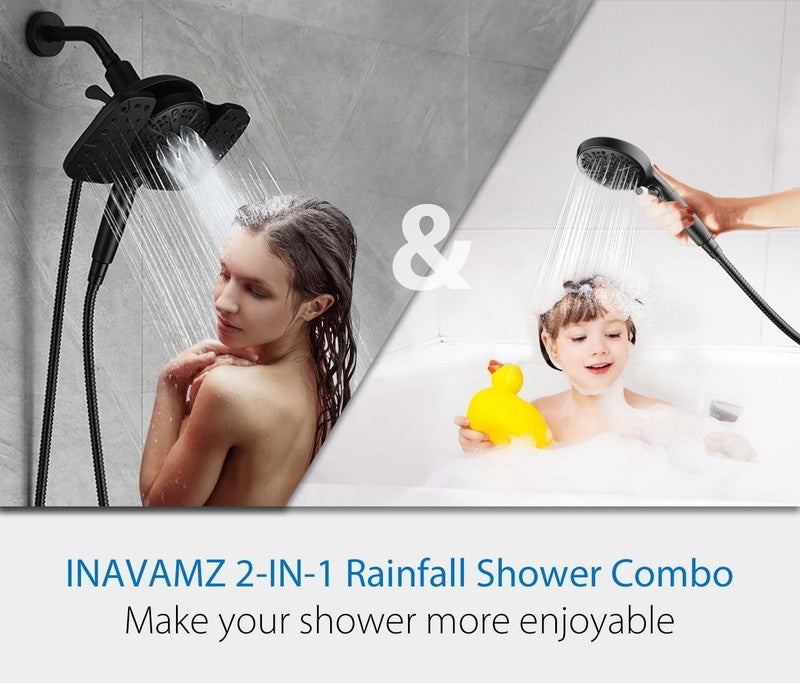 10" Rainfall Shower Head Combo w/ Handheld 9 Spray Settings Filter Black 2.5GPM5