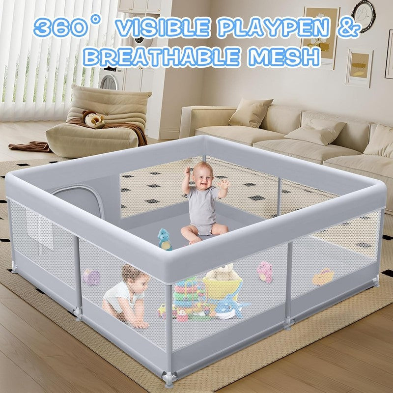 Deluxe Baby Playpen 50x50 Inch - Indoor/Outdoor Soft Mesh Playard in Grey5