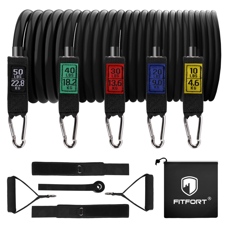 150 lb Resistance Bands Set with Door Anchor & Handles for Home Gym Fitness10