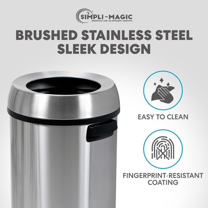 65L Stainless Steel Open Top Trash Can Commercial Grade3