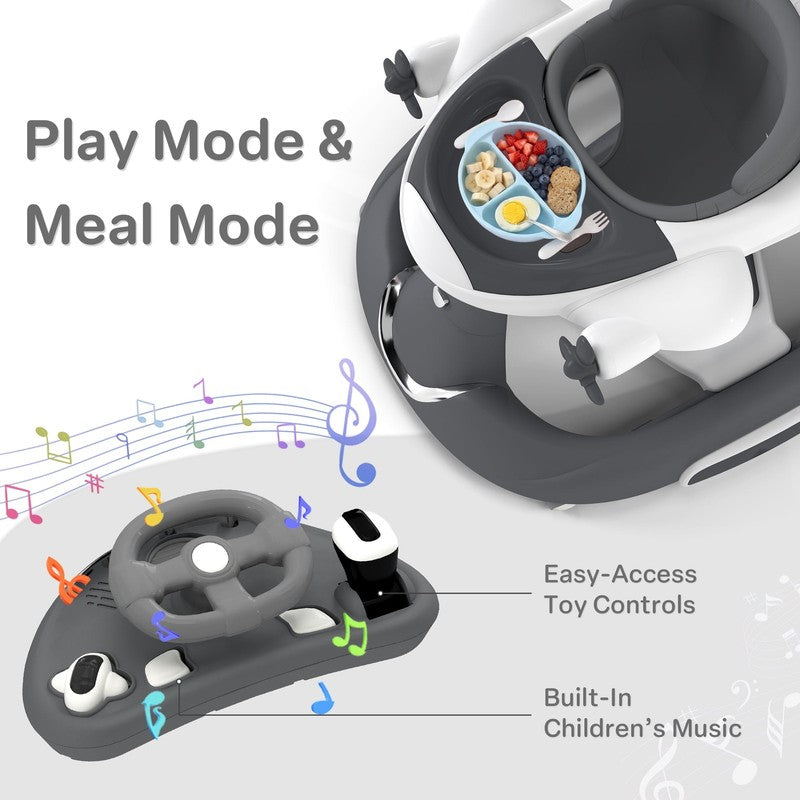 5-In-1 Musical Baby Walker with Wheels, Foldable Baby Walker for Boys Girls, Gre7