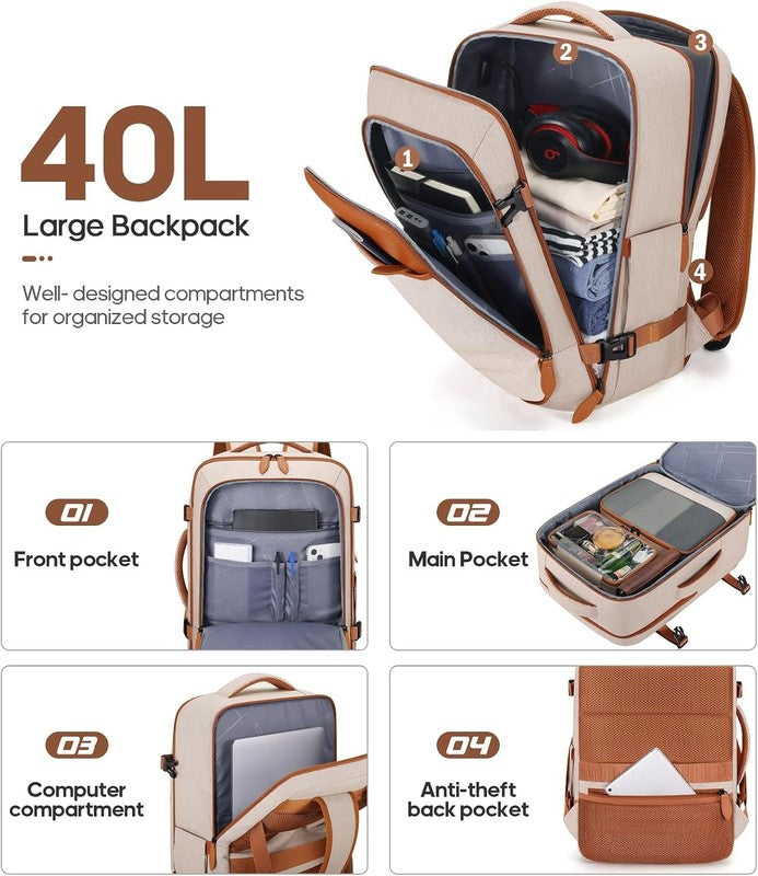 3 Piece Luggage Set 20" Carry On Spinner Hardside Suitcase w/ TSA Lock Beige4