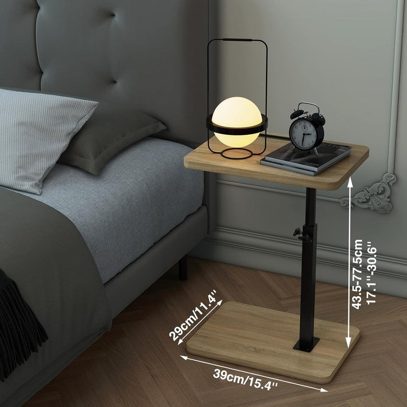C-Shaped 360° Swivel Adjustable Side Table Natural Wood Sofa/Bed1