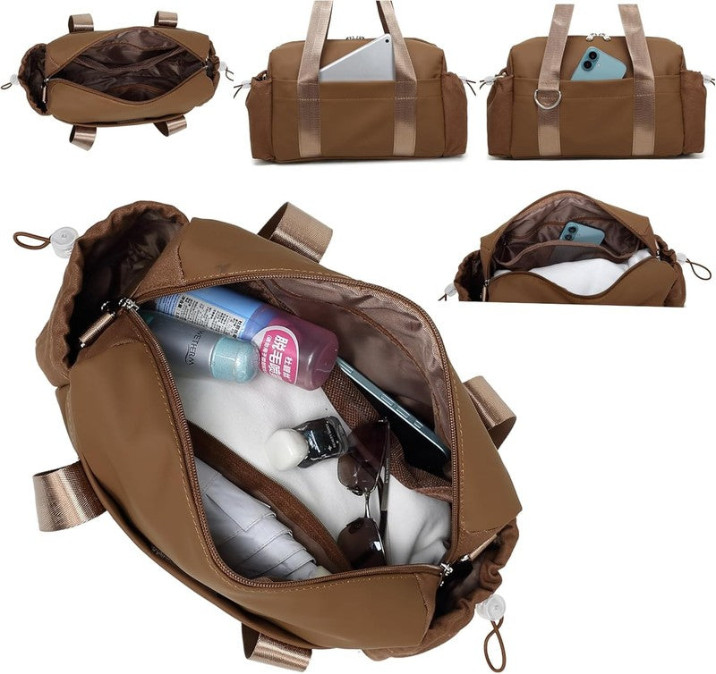 Everyday Mini Gym Bag Women 2.0 Tote Waterproof Travel Duffle Brown Coin Wallet5