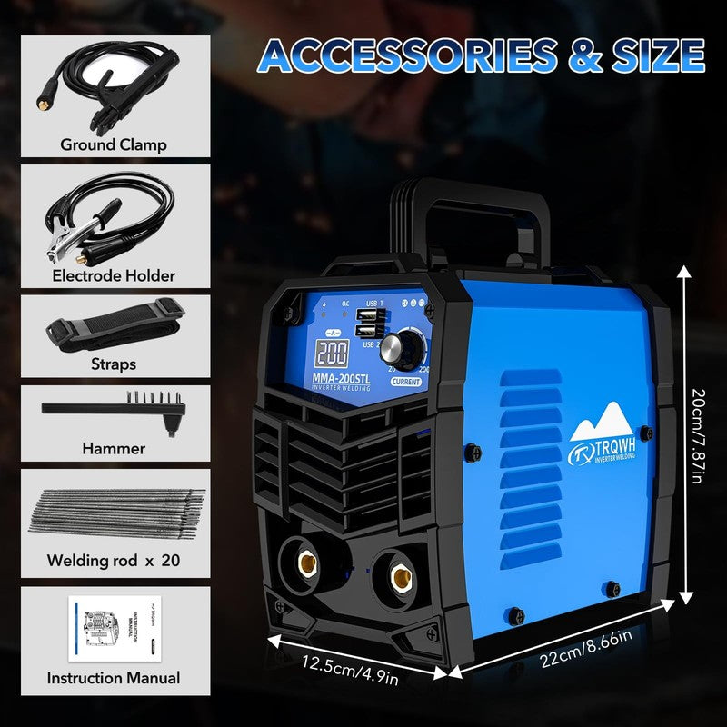 200A Mini Welding Machine 110V Stick Welder ARC Welder Machine IGBT Inverter MMA1