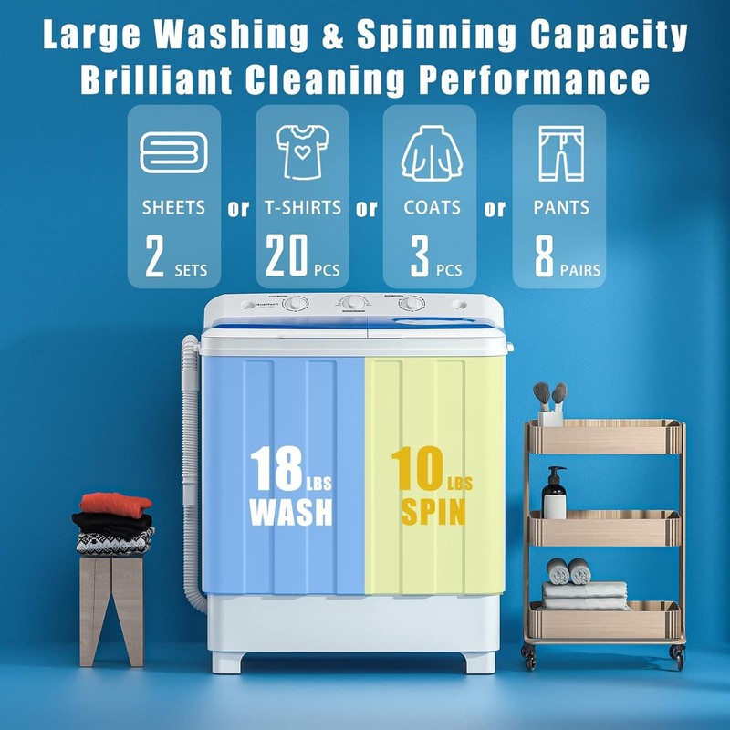 Compact 28Lbs Twin Tub Portable Washing Machine for Dorms & Apartments2