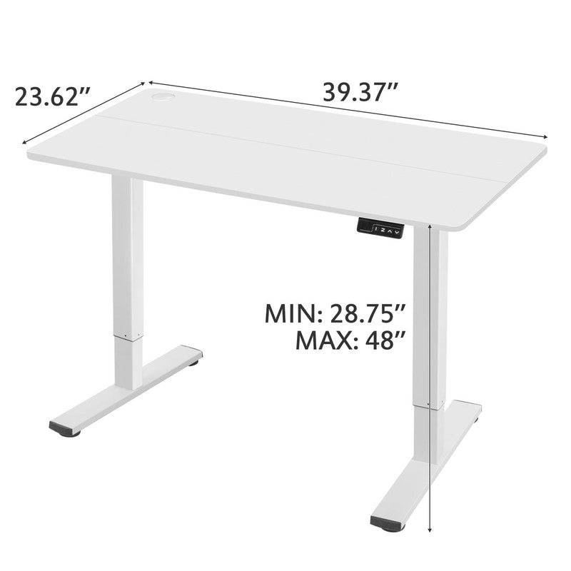 40"×24" Electric Height Adjustable Standing Desk T Shaped Metal White2