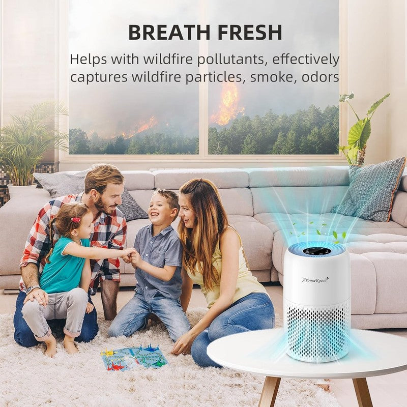 Aromaroom Air Purifier HEPA13 Quiet 22dB for Smoke Pets Pollen Baby Room3