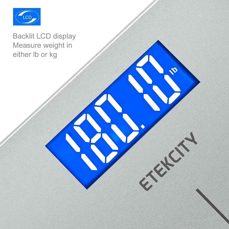 Bathroom Scale Digital Body Weight 400lb Silver Step On Large Display1