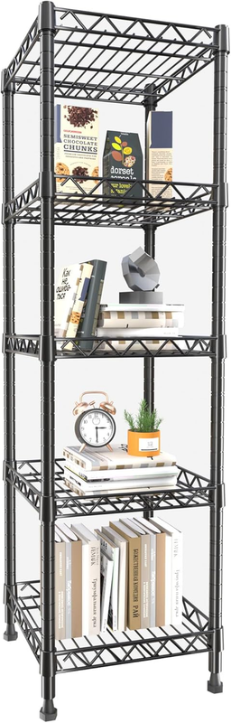 5 Tier Adjustable Metal Shelving Unit for Laundry, Kitchen, Bathroom   Black10