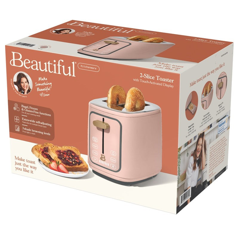 2 Slice Toaster with Touch Activated Display, Rose by Drew Barrymore3