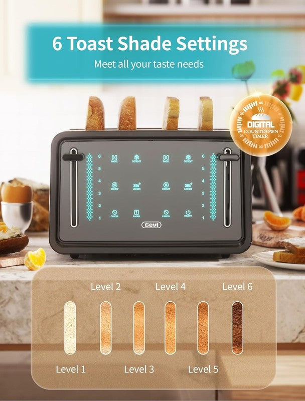 4 Slice Toaster with LED Touchscreen, Dual Controls & 6 Shade Settings5