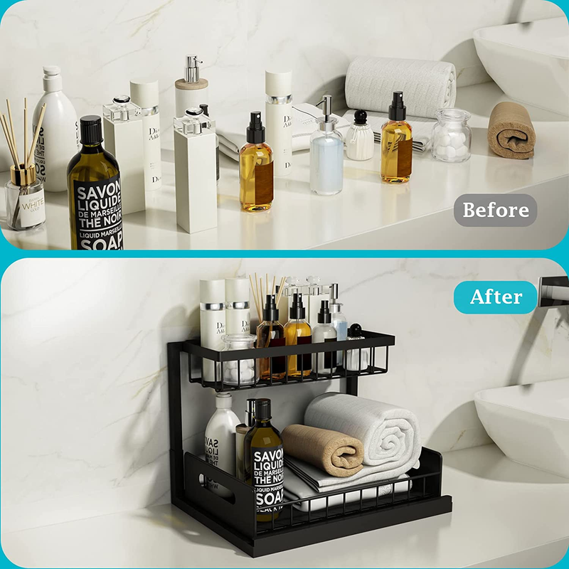 under Sink Organizer, Pull Out Cabinet Organizer 2 Tier Slide Out Sink Shelf Cab2