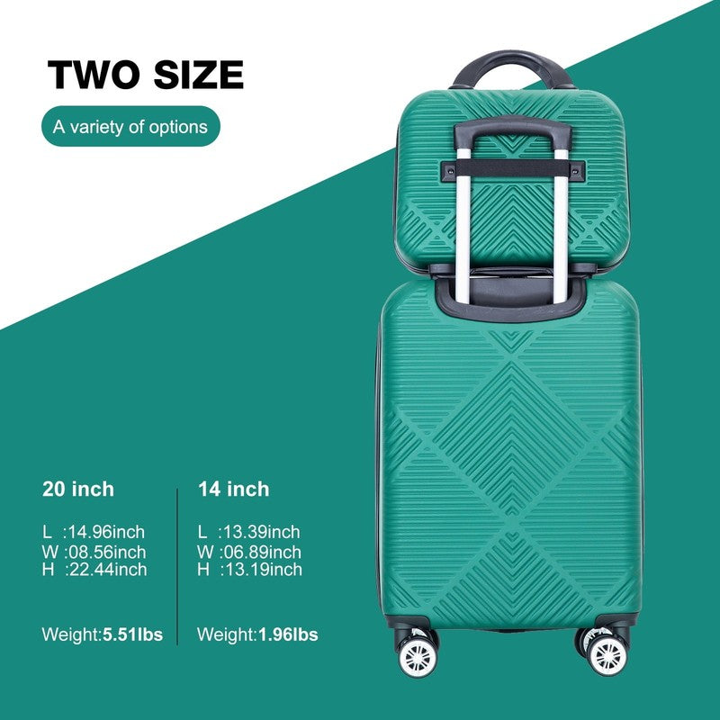 2 Piece Luggage Set Hardside Spinner Wheels Carry On Suitcase Dark Green6