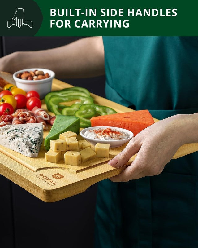 Bamboo Cutting Board Set with Juice Groove & Handles, Meal Prep & Serving7
