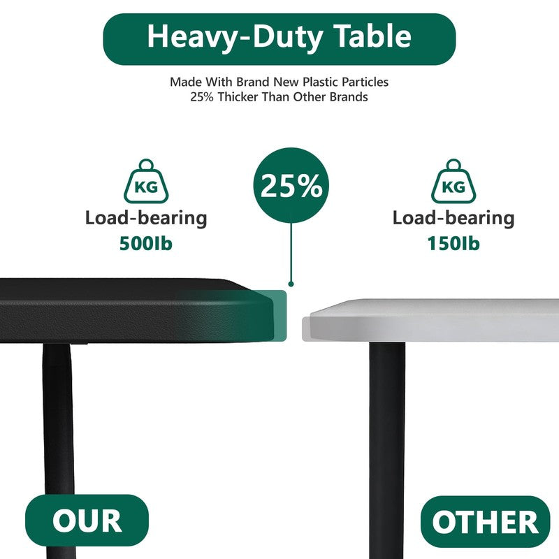 6FT Folding Table, Heavy Duty Portable Table, Waterproof HDPE, Foldable for Picn1