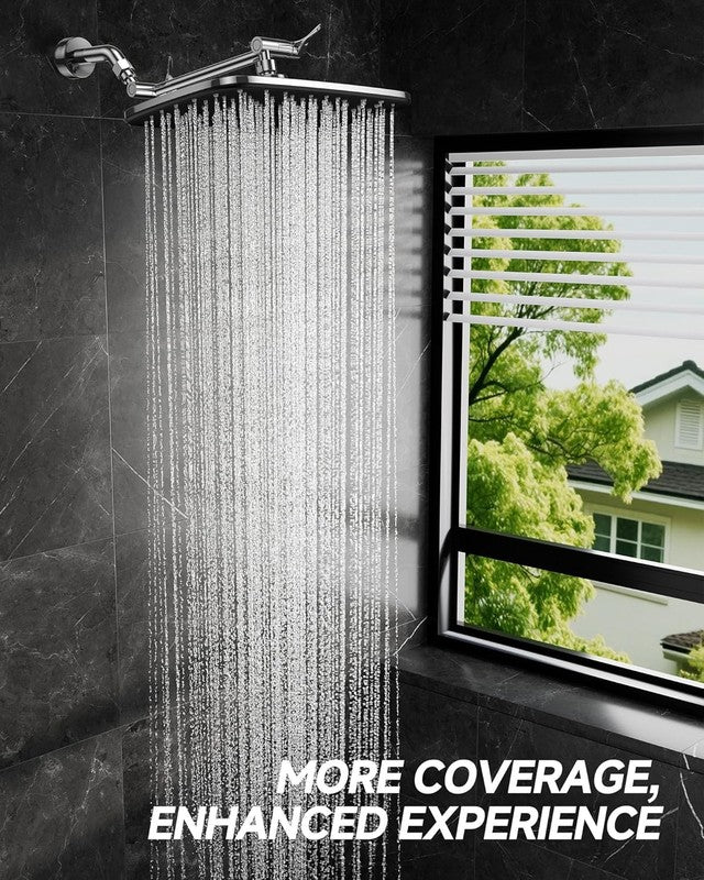 11.8" Rectangular Rain Shower Head w/ 11" Arm, High Pressure, Chrome6