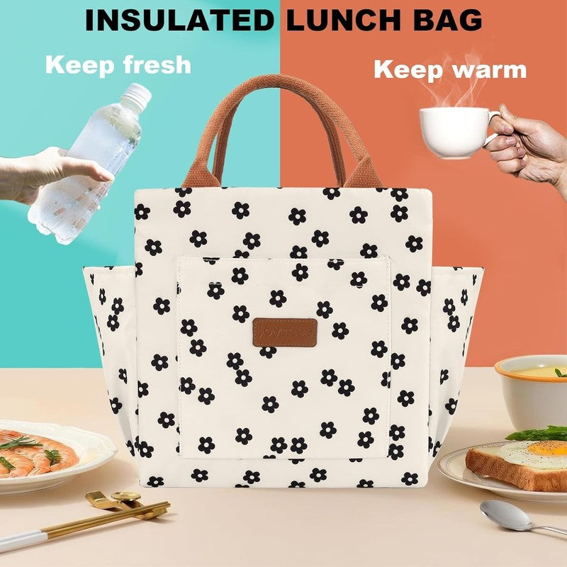 Insulated Lunch Bag Women Leakproof Large Cooler Tote w Bottle Holder Black1