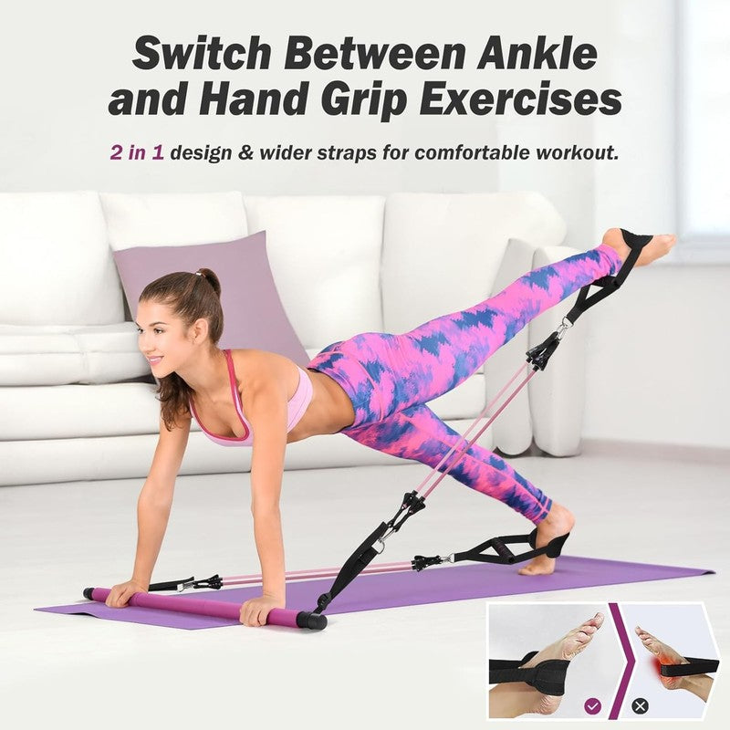 Upgraded Pilates Bar Kit w/ Natural Latex Resistance Bands Full Body Workout5