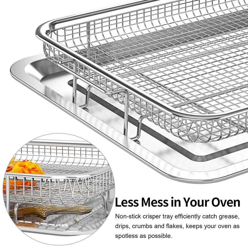 2 Set XL Air Fryer Basket for Oven Tray Crisper Pan Stainless Steel 30PCS1