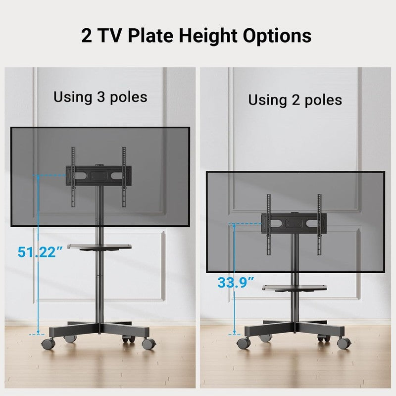 Mobile TV Stand with Wheels for 23–60" Flat/Curved TVs, Max VESA 400x4007