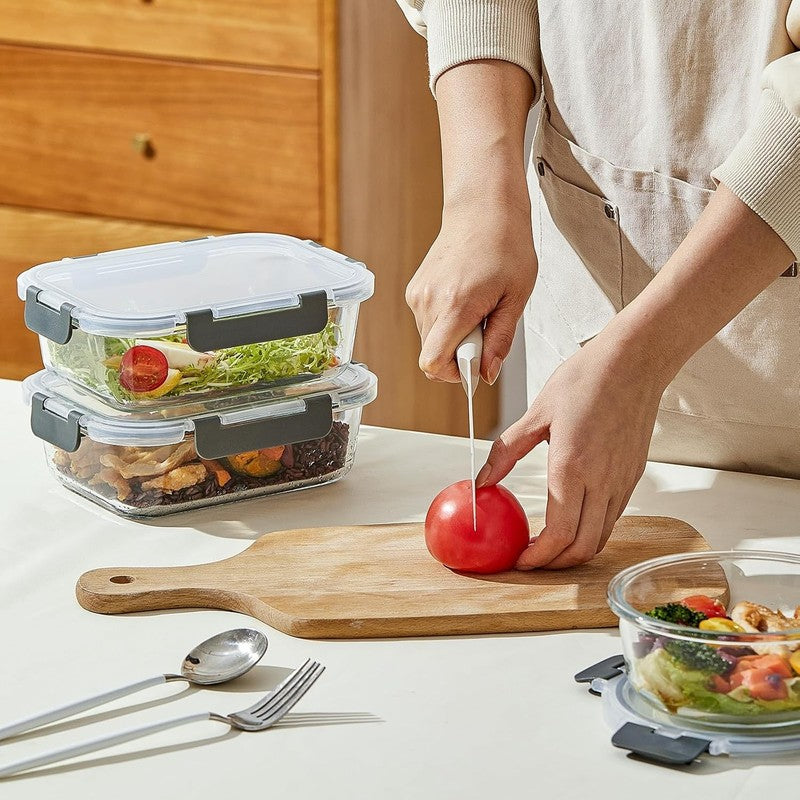 10 Pack 22oz Glass Meal Prep Containers Airtight Leakproof Gray5